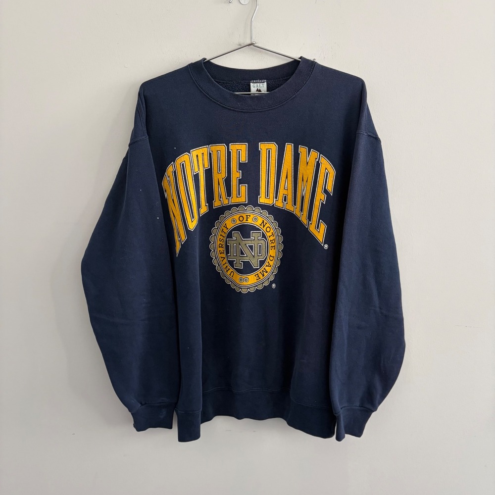 Vintage Galt Sand Notre Dame Fighting Irish Sweatshirt Navy Blue Large